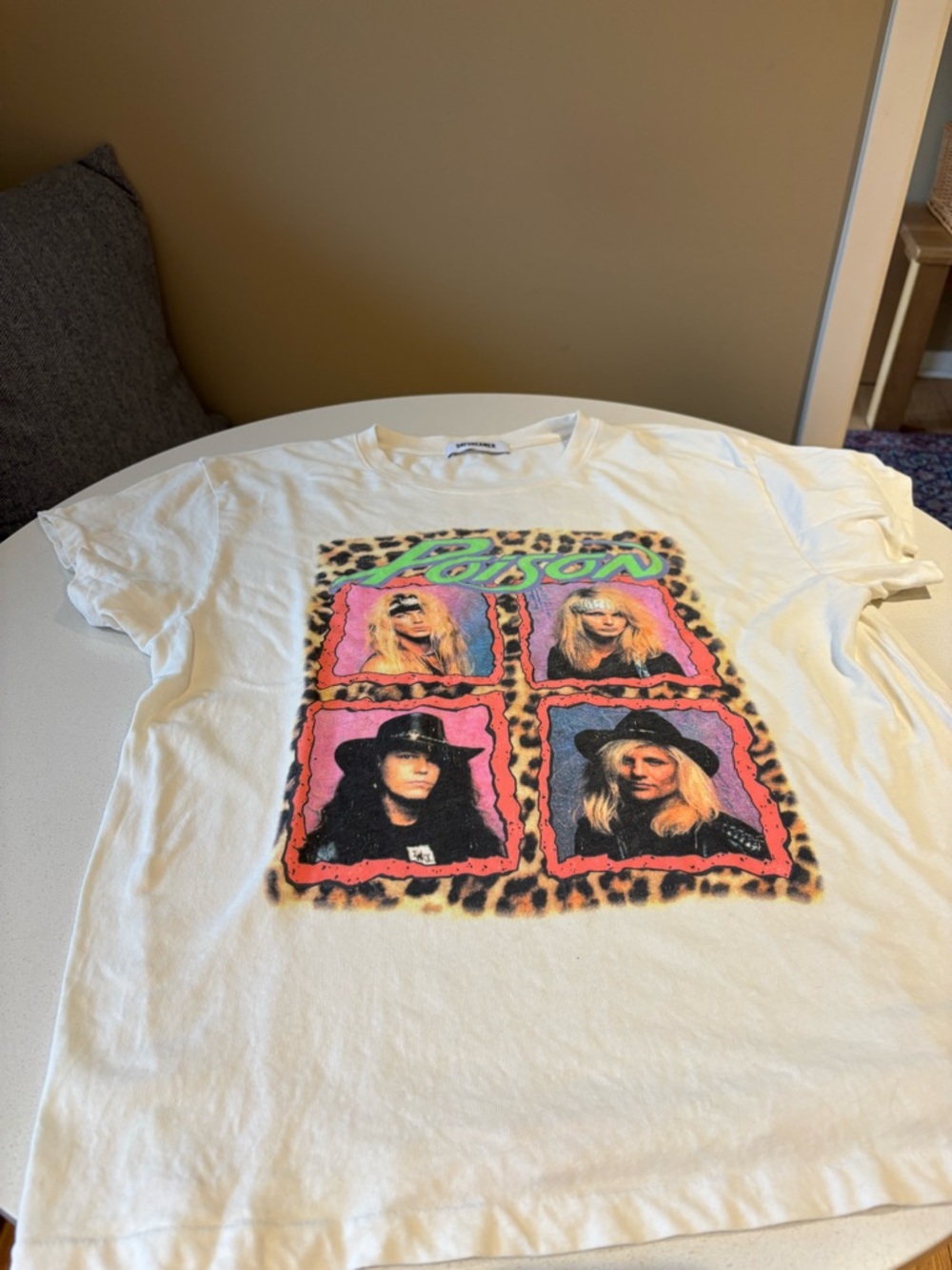 Graphic Band Tee with Neon Pink and Leopard Print by Poison XL